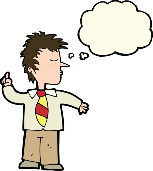 Çizgi filmci, bir insan tarafından çizilen düşünce baloncuğuyla...