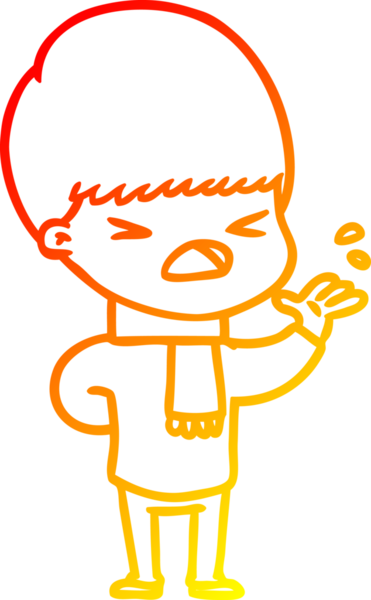 İnsan tarafından çizilmiş bir çizgi filmin sıcak gradyan çizimi.