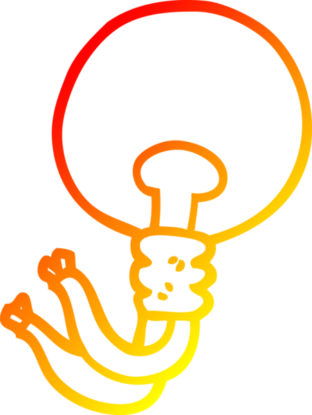 Bir insan tarafından çizilen çizgi film ampulünün sıcak gradyan çizimi