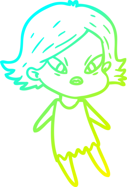 Bir insan tarafından çizilmiş soğuk gradyan çizgi çizimi stresli bir kadın