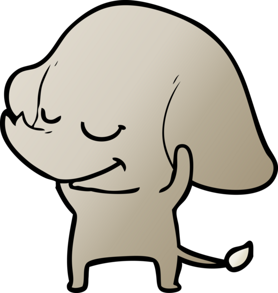 Bir insan tarafından çizilmiş gülümseyen bir fil.