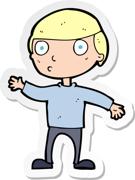 Bir insan tarafından çizilmiş bir karikatür el sallayan adamın çıkartması.