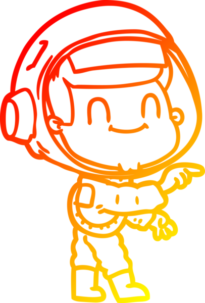 Bir insan tarafından çizilmiş mutlu bir astronot çizgi roman çizimi.