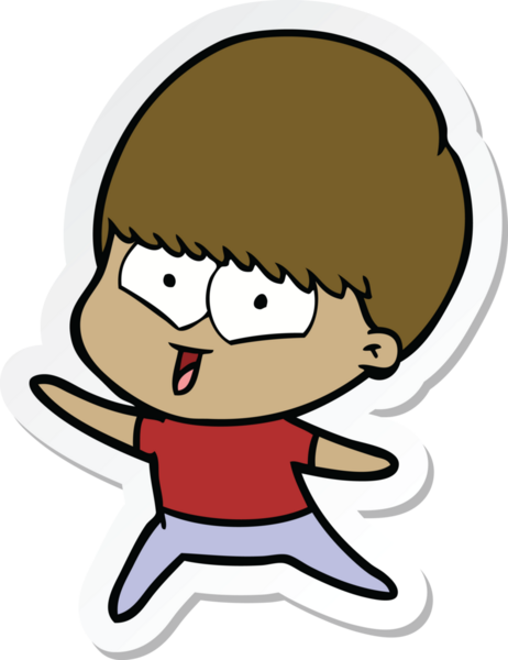 Bir insan tarafından çizilmiş mutlu bir çocuğun çıkartması.