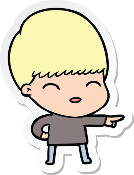 Bir insan tarafından çizilmiş mutlu bir çizgi film çocuğunun çıkartması.