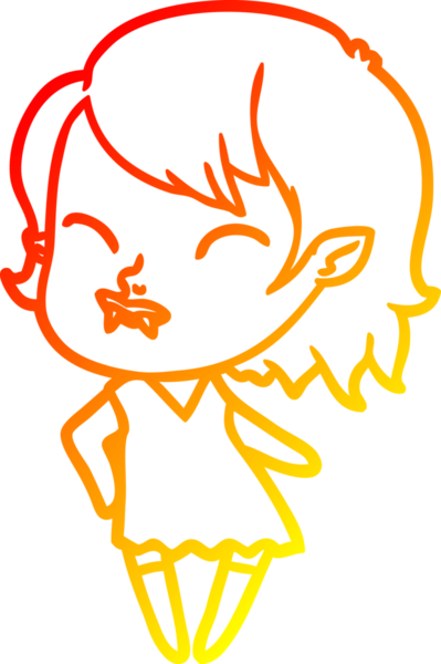 Bir insan tarafından çizilmiş yanağında kan olan vampir bir kızın çizgi film çizimi.