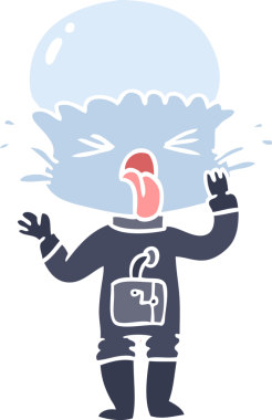 Bir insan tarafından çizilmiş garip düz renkli çizgi film uzaylısıName