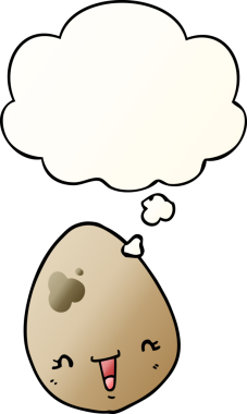 Düşünce baloncuklu çizgi film yumurtası bir insan tarafından çizilmiş.