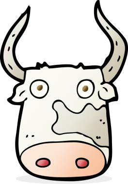 bir insan tarafından çizilmiş çizgi film ineği