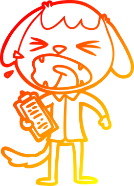 Bir insan tarafından çizilmiş sevimli bir köpeğin sıcak çizgi çizgisi.