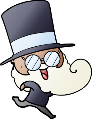 Bir insan tarafından çizilmiş mutlu sakallı adam.