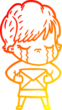 Bir insan tarafından çizilmiş, ağlayan bir çizgi kadın çizimi.