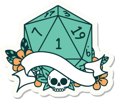 Bir insan tarafından çizilmiş doğal bir d20 zar etiketi.