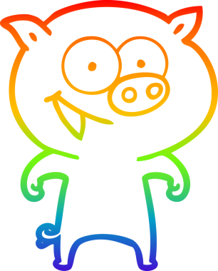 Bir insan tarafından çizilmiş neşeli bir domuz çizgi filminin gradyan çizimi.