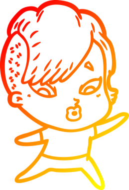 Bir çizgi film çizimi, bir insan tarafından çizilmiş bir kızı şaşırttı.