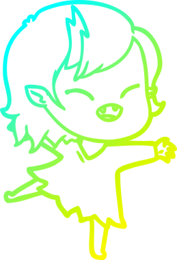 Bir insan tarafından çizilmiş gülen vampir kız çizgi filmi.