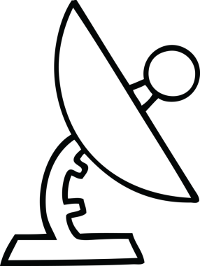 Bir insan tarafından çizilmiş bir uydu çanağının çizgi çizimi