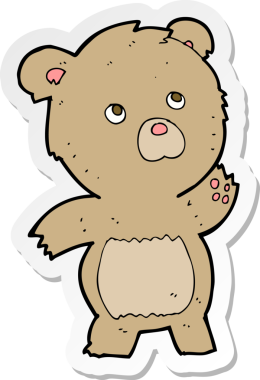 Bir insan tarafından çizilmiş meraklı bir oyuncak ayının çıkartması.