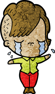 Bir insan tarafından çizilmiş ağlayan bir kız.