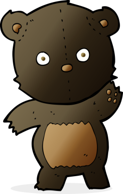 Bir insan tarafından çizilmiş sevimli çizgi film kara ayısı.