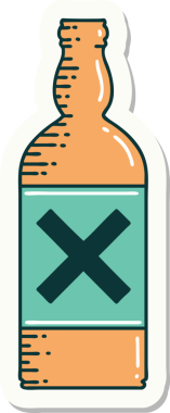 Bir insan tarafından çizilmiş geleneksel bir şişe dövmesi.