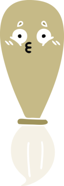 Bir insan tarafından çizilmiş bir boya fırçasının düz renk retro karikatürü