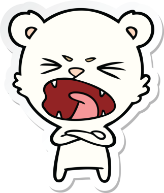 Bir insan tarafından çizilmiş kızgın bir kutup ayısının çıkartması.