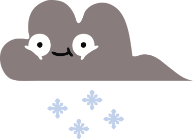 Bir insan tarafından çizilen fırtına kar bulutunun düz renkli retro karikatürü