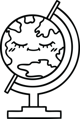 Bir insan tarafından çizilmiş dünyanın karikatürü.