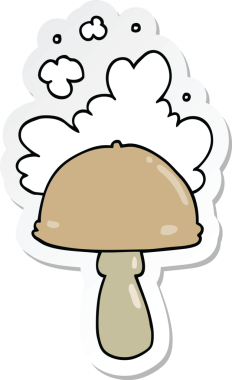 Bir insan tarafından çizilmiş spor bulutlu bir mantar çıkartması.