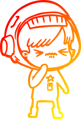 Bir insan tarafından çizilmiş kızgın bir uzay kızının sıcak çizgi çizimi