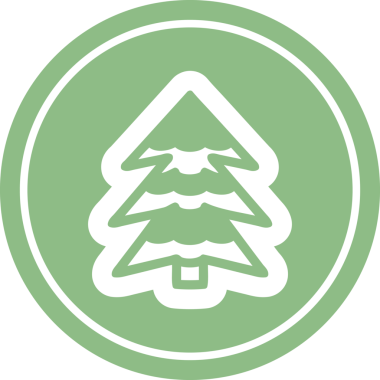 Bir insan tarafından çizilmiş karlı ağaç dairesel simgesi