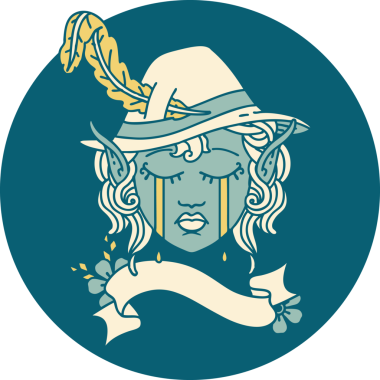 Retro Dövme Tarzı Ağlayan Elf Karakteri Bir insan tarafından çizilmiş