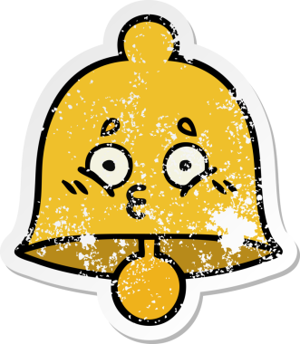 Bir insan tarafından çizilmiş sevimli bir çanın sıkıntılı çıkartması.