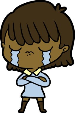 Bir insan tarafından çizilmiş ağlayan çizgi film kadını.