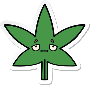 Bir insan tarafından çizilmiş marihuana yaprağının çıkartması.