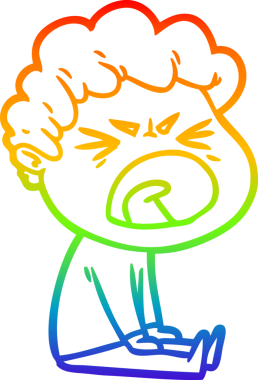 Bir insan tarafından çizilmiş öfkeli bir adamın çizdiği gökkuşağı gradyan çizgisi.