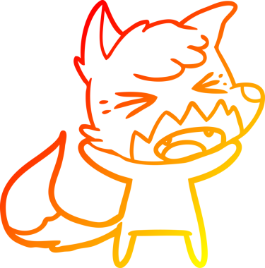 Bir insan tarafından çizilmiş kızgın bir tilkinin sıcak çizgi çizimi