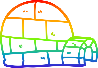 Bir insan tarafından çizilmiş bir kış eskimosunun gökkuşağı gradyanı çizimi