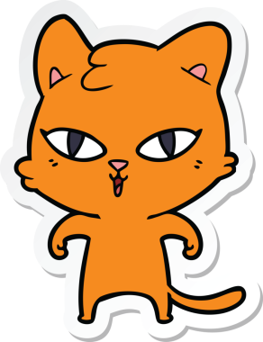 Bir insan tarafından çizilmiş çizgi film kedisinin çıkartması.