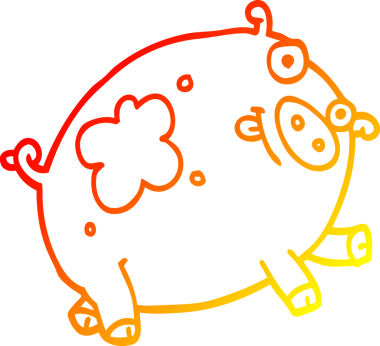 Bir insan tarafından çizilmiş çizgi film domuzu çizimi.