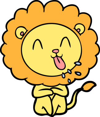 Bir insan tarafından çizilmiş mutlu çizgi film aslanı.