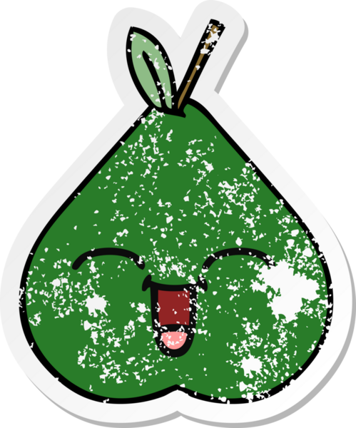 Bir insan tarafından çizilmiş şirin bir armutun sıkıntılı çıkartması.