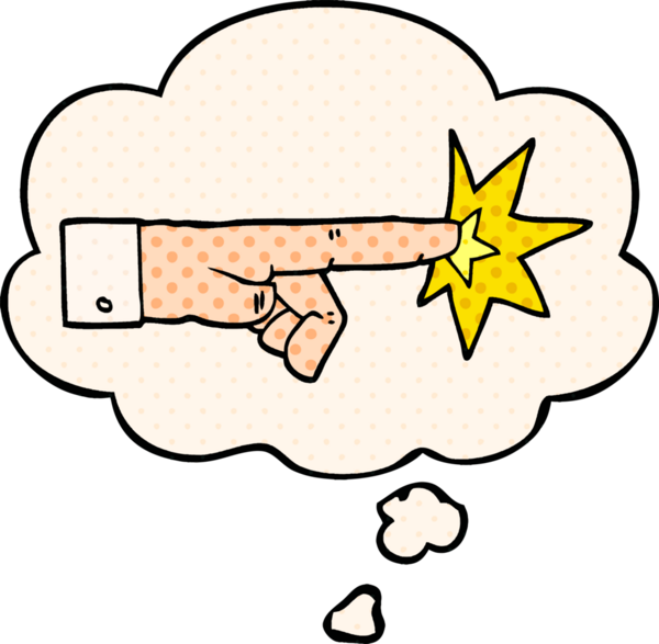 Çizgi roman tarzında bir insan tarafından çizilmiş düşünce baloncuğu olan bir çizgi film.