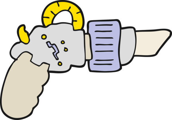 Bir insan tarafından çizilmiş bir ışın tabancası.