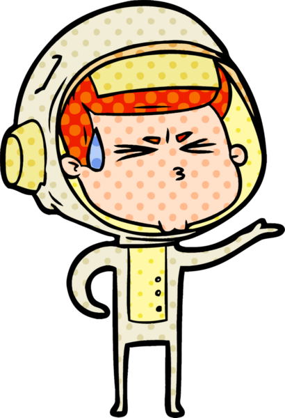 Çizgi film bir insan tarafından çizilmiş astronot.