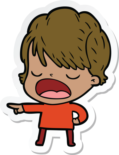 Bir insan tarafından çizilmiş bir karikatür kadının çıkartması.