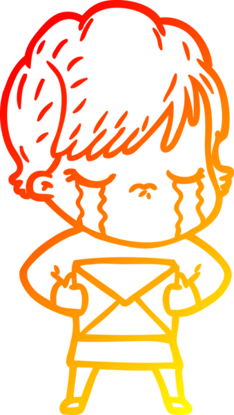 Bir insan tarafından çizilmiş, ağlayan bir çizgi kadın çizimi.