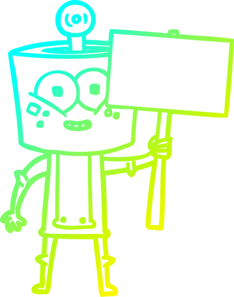 Bir insan tarafından çizilmiş mutlu çizgi film robotu çizimi.