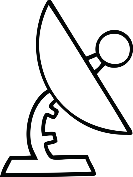 Bir insan tarafından çizilmiş bir uydu çanağının çizgi çizimi